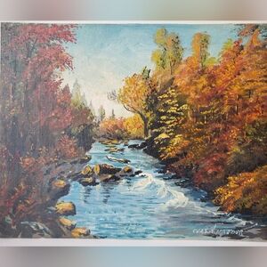 Autumn River Landscape Original Painting